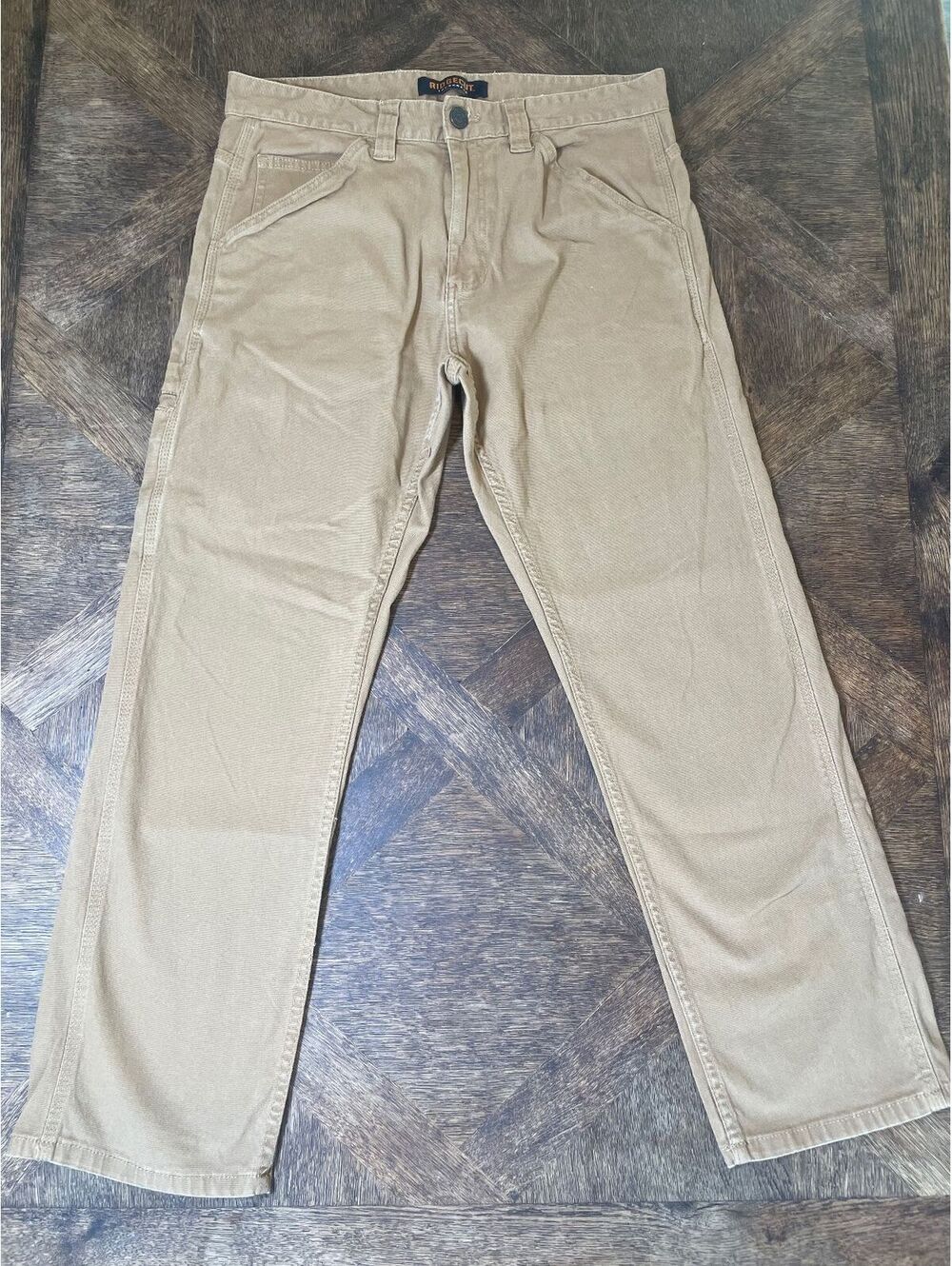 Ridgecut Workwear Mens mid rise relaxed fit 34x30 khaki tan cargo jean